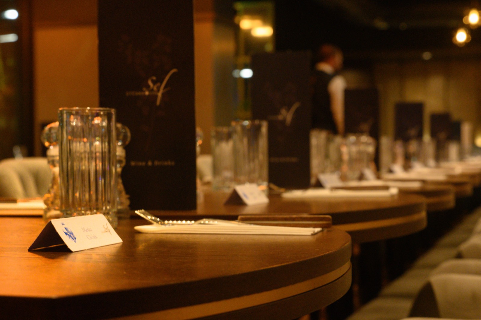 A table set for dinner at Sef Steakhouse, Cheltenham